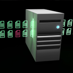visual depiction of data files flowing through a desktop computer