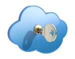 Cloud with a lock and key to illustrate Cloud Security by Service Providers