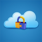 Cloud on blue background with a lock in front. To illustrate Cloud Managed Services and Security services from Quest.