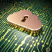 Cloud with a lock in it sitting on top of circuit board