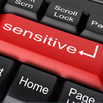 Keyboard with the word sensitive where the enter key normally is.