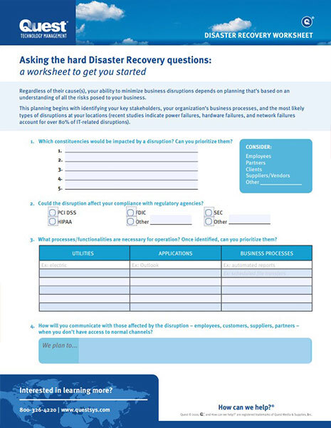 disaster recovery worksheet thumbnail