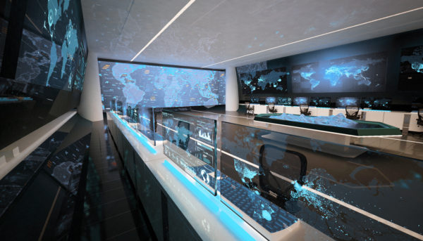 A command-and-control center equipped with state-of-the-art audio visual technologies